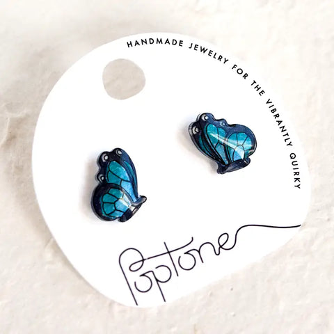 Blue Butterfly - Stud Earrings