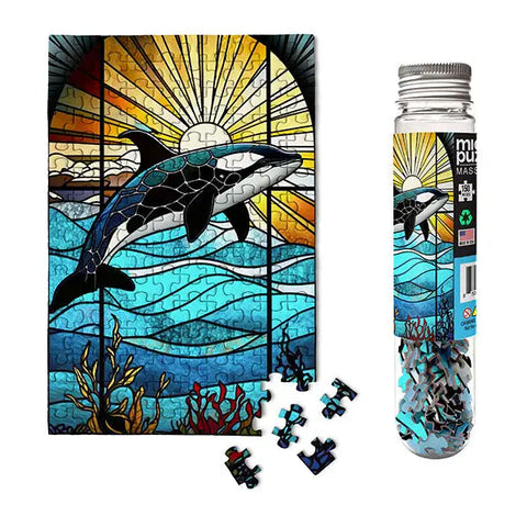 Stained Glass Orca Mini Puzzle - 150 Pieces