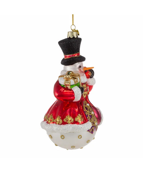 Glass Snowman with Top Hat - Bellissimo Ornament