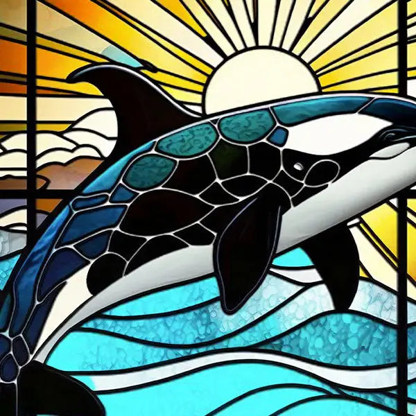 Stained Glass Orca Mini Puzzle - 150 Pieces