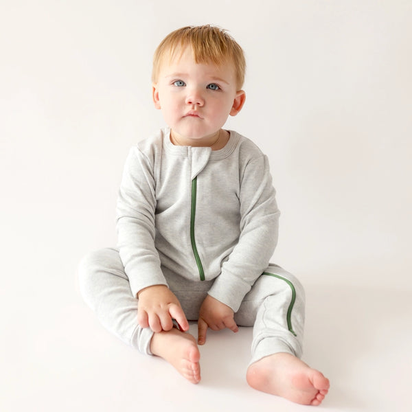 2 Way Zip Romper - Light Grey Melange