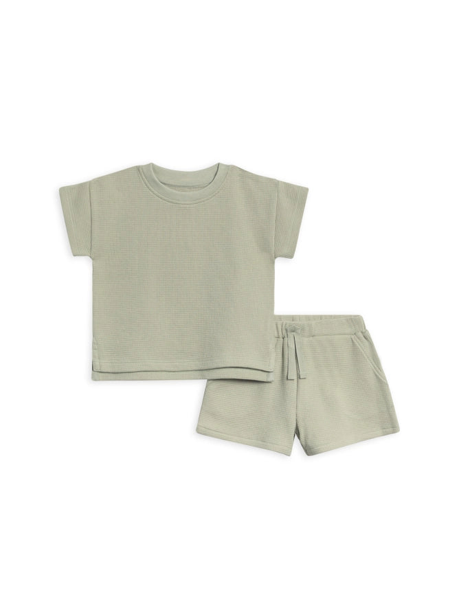 Odell Waffle Tee + Shorts Set - Mint