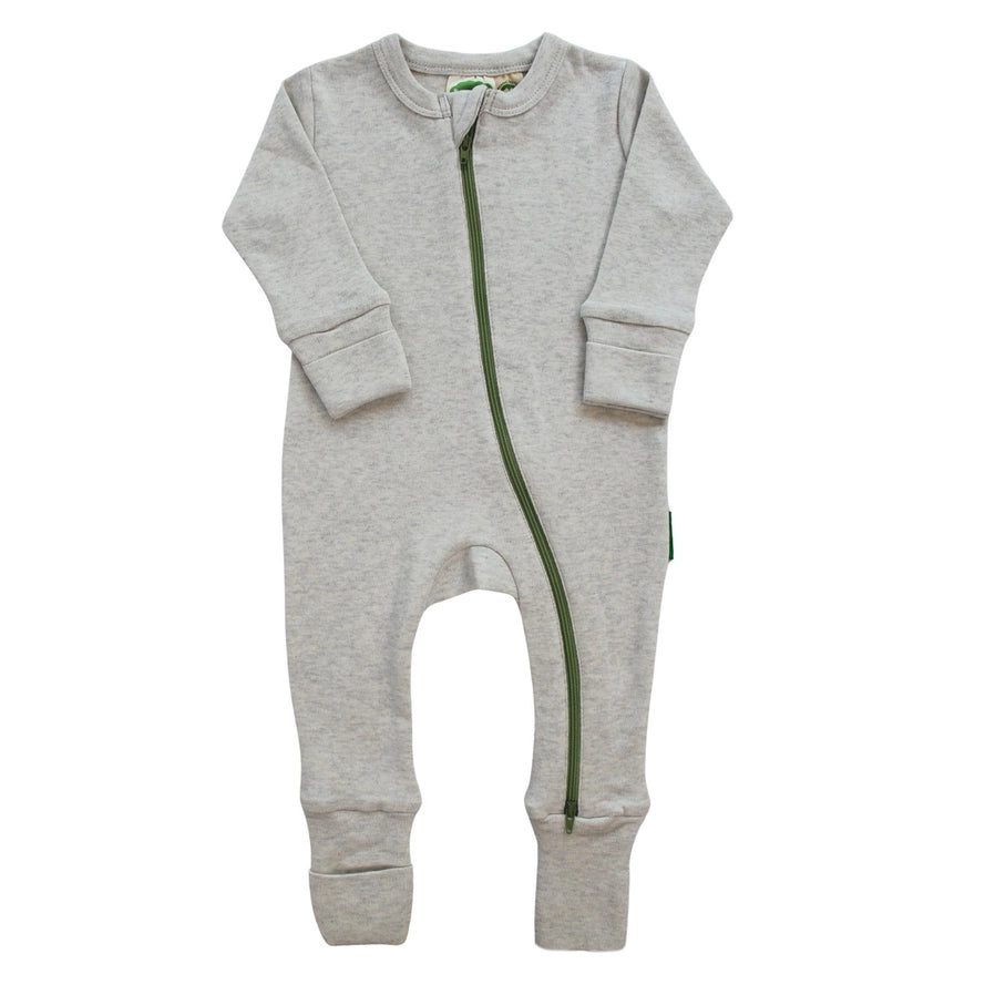 2 Way Zip Romper - Light Grey Melange