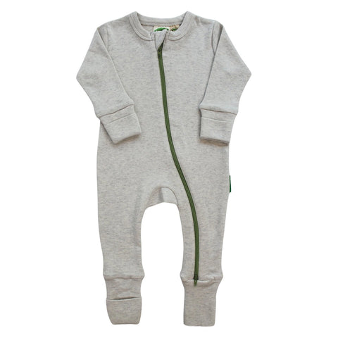 2 Way Zip Romper - Light Grey Melange