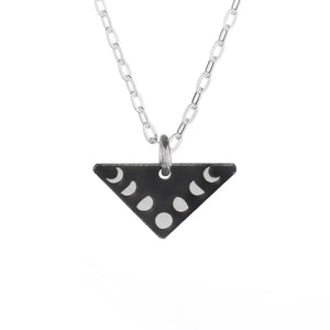 Black Moon Phases Mini Triangle - Necklace