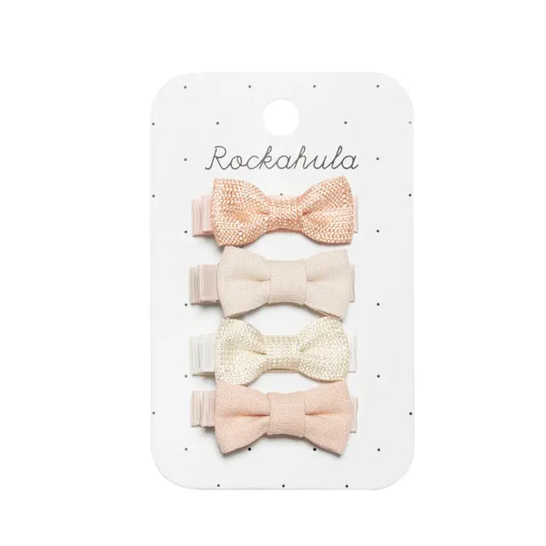 Floral Linen Mini Bow Clips