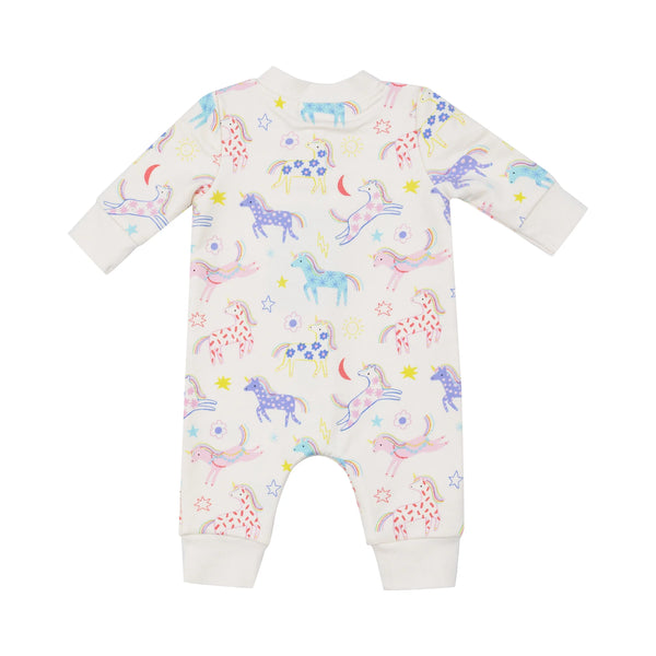 Baseball Collar Romper - Fun Unicorns