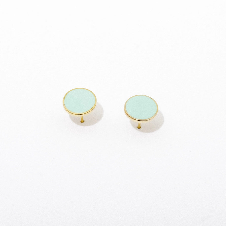 Teal Circle Post Earrings