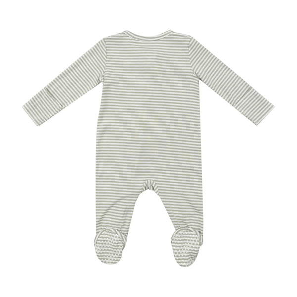 2-Way Zipper Footie - Desert Green Stripe