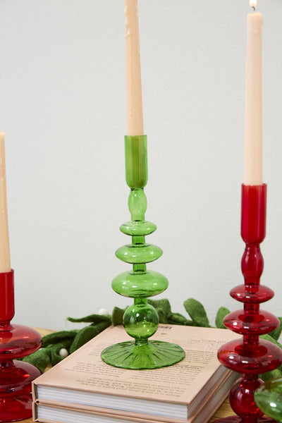 Wizard Candlestick - Green 10.5in