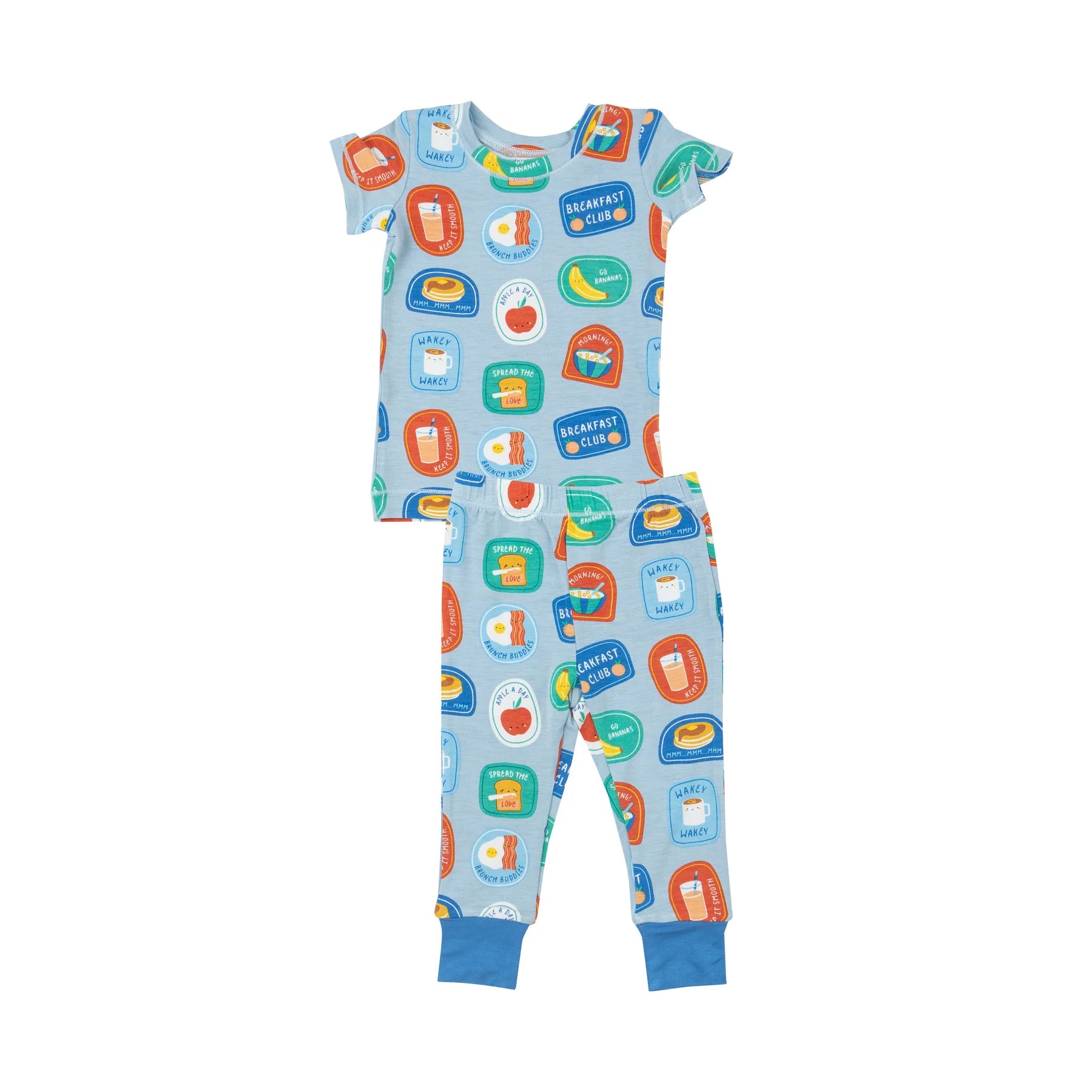 Short Sleeve Loungewear Set - Breakfast Club Patches Blue