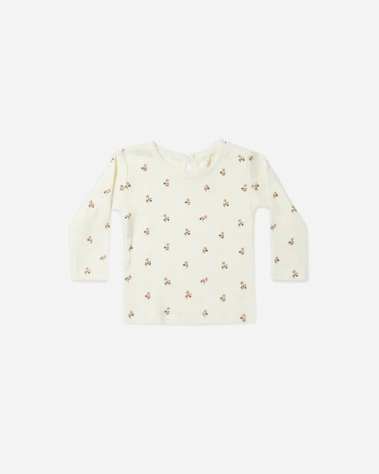 Pointelle Long Sleeve Tee - Rose Fleur