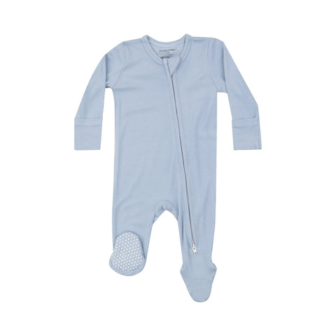 2-Way Zipper Footie - Ribbed Subdued Blue