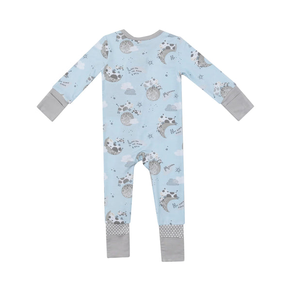 2-Way Zipper Romper - I Love You To The Moon Cows