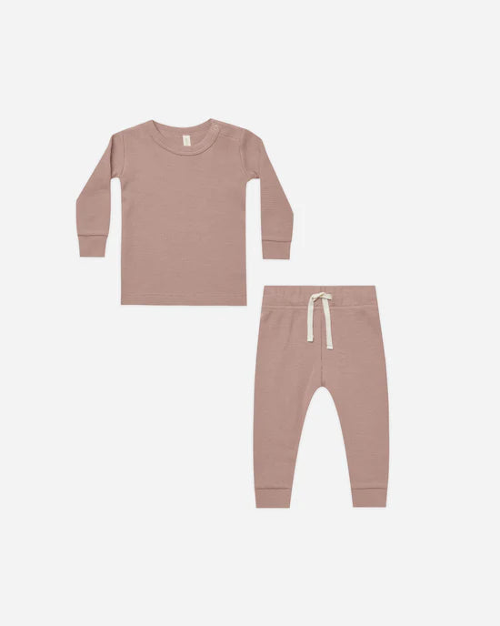 Waffle Top + Pant Set - Mauve