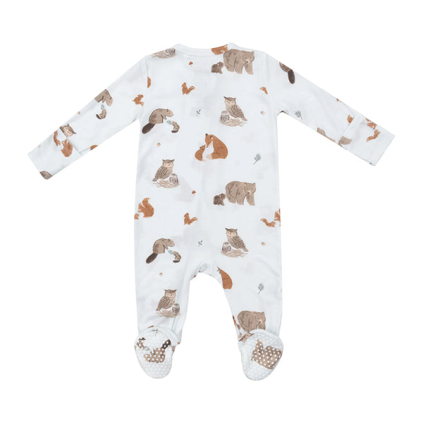 2-Way Zipper Footie - Woodland Animals Blue