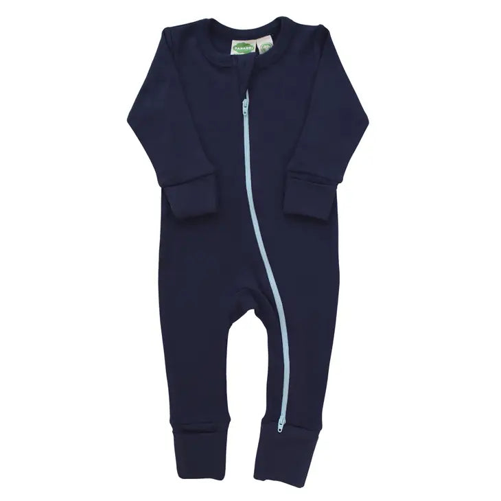 Long Sleeve 2-Way Zip Romper - Navy