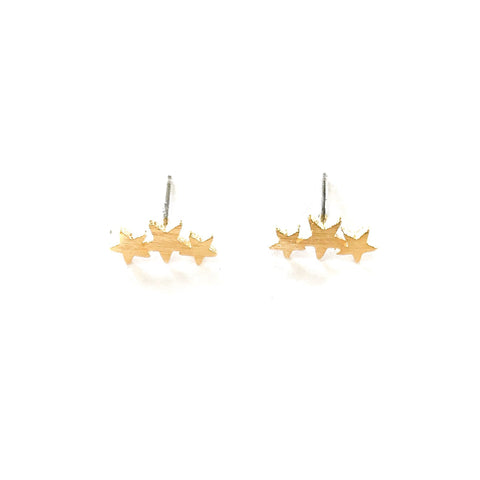 Triple Star Stud Earrings - Silver